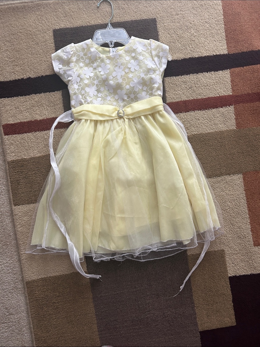 Oki Doki Yellow Floral Lace & Tulle Party Dress for Girls